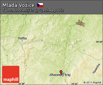 Physical Map of Mladá Vožice