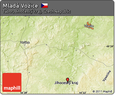 Physical Map of Mladá Vožice