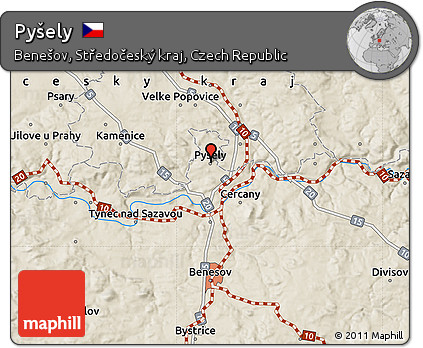 Shaded Relief Map of Pyšely