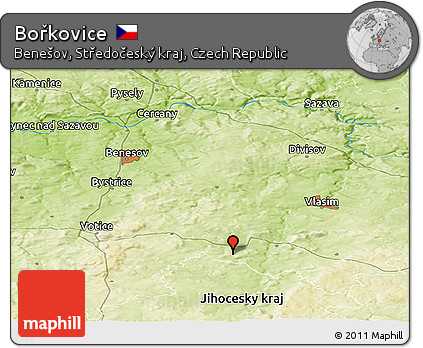 Physical Panoramic Map of Bořkovice