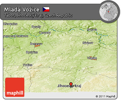 Physical Panoramic Map of Mladá Vožice