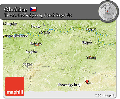 Physical Panoramic Map of Obrátice
