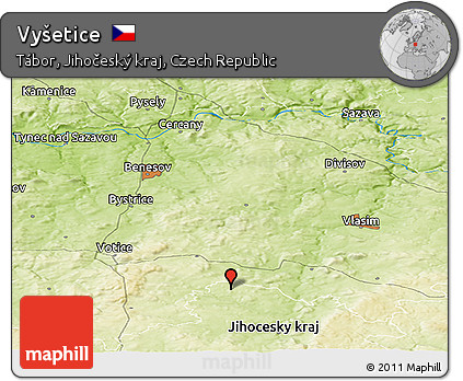 Physical Panoramic Map of Vyšetice