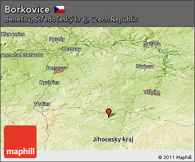 Physical Panoramic Map of Bořkovice