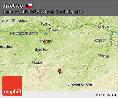 Physical Panoramic Map of Jiřetice