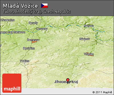 Physical Panoramic Map of Mladá Vožice