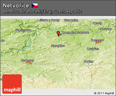 Physical Panoramic Map of Netvořice