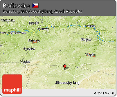 Physical Panoramic Map of Bořkovice