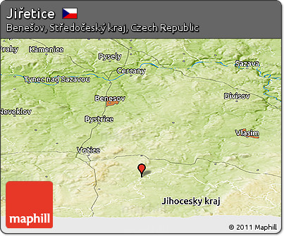 Physical Panoramic Map of Jiřetice