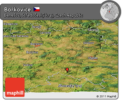 Satellite Panoramic Map of Bořkovice