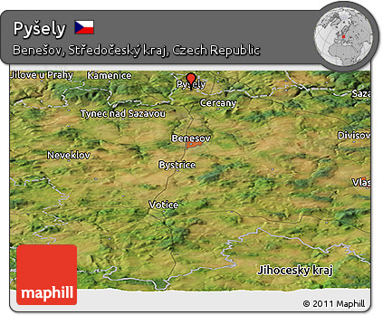 Satellite Panoramic Map of Pyšely