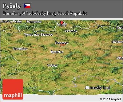 Satellite Panoramic Map of Pyšely