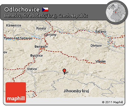 Shaded Relief Panoramic Map of Odlochovice