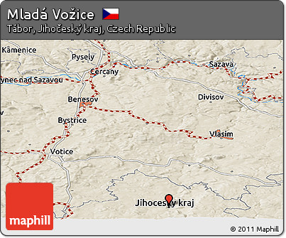 Shaded Relief Panoramic Map of Mladá Vožice