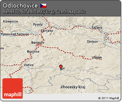 Shaded Relief Panoramic Map of Odlochovice