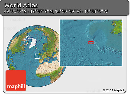 Satellite Location Map of the Area around 49° 43' 37" N, 14° 22' 30" W