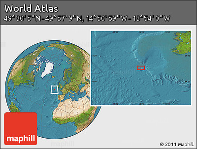 Satellite Location Map of the Area around 49° 43' 37" N, 14° 22' 30" W