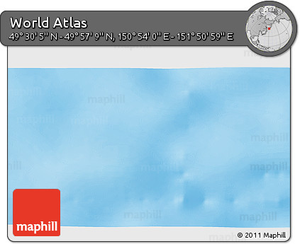 Physical 3D Map of the Area around 49° 43' 37" N, 151° 22' 30" E