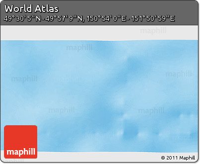 Physical 3D Map of the Area around 49° 43' 37" N, 151° 22' 30" E