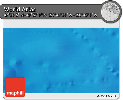 Shaded Relief 3D Map of the Area around 49° 43' 37" N, 151° 13' 29" W