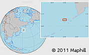 Gray Location Map of the area around 49° 43' 37" N, 153° 4' 29" E
