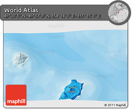 Political 3D Map of the Area around 49° 43' 37" N, 154° 46' 30" E