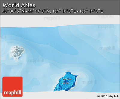 Political 3D Map of the Area around 49° 43' 37" N, 154° 46' 30" E