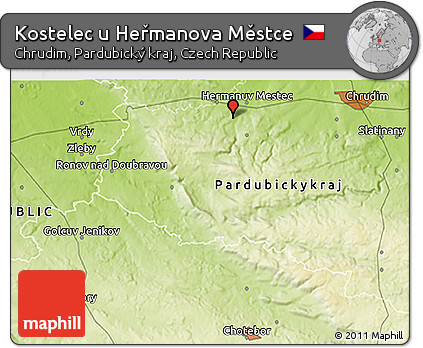 Physical 3D Map of Kostelec U Heřmanova Městce