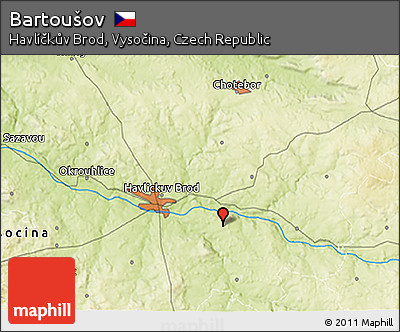 Physical 3D Map of Bartoušov