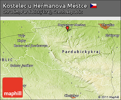 Physical 3D Map of Kostelec U Heřmanova Městce