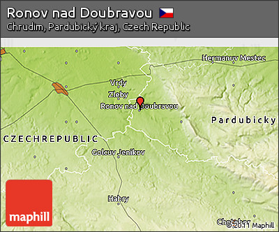 Physical 3D Map of Ronov Nad Doubravou