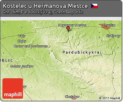 Physical 3D Map of Kostelec U Heřmanova Městce
