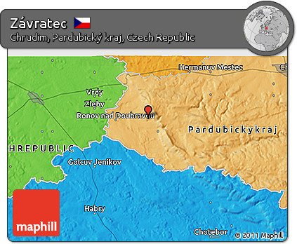 Political 3D Map of Závratec