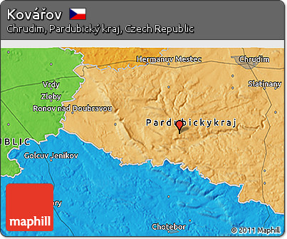 Political 3D Map of Kovářov