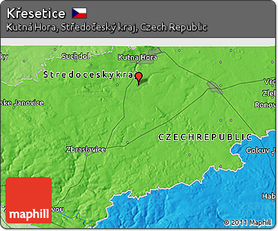 Political 3D Map of Křesetice