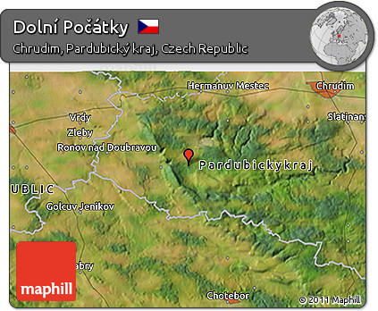 Satellite 3D Map of Dolní Počátky