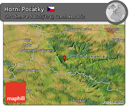 Satellite 3D Map of Horní Počátky