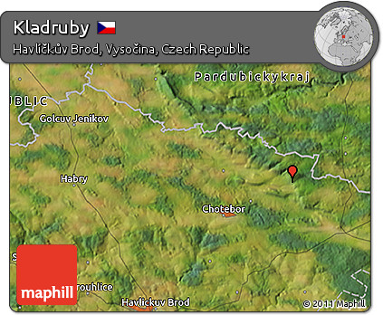 Satellite 3D Map of Kladruby