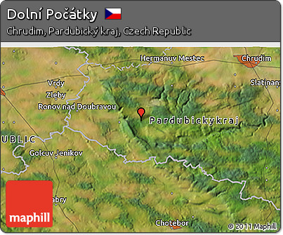 Satellite 3D Map of Dolní Počátky