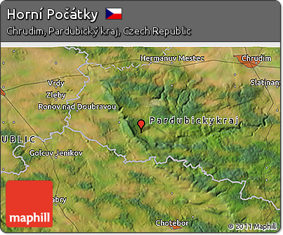 Satellite 3D Map of Horní Počátky
