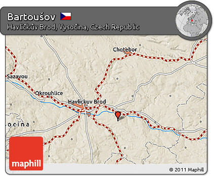 Shaded Relief 3D Map of Bartoušov