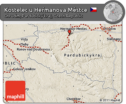 Shaded Relief 3D Map of Kostelec U Heřmanova Městce
