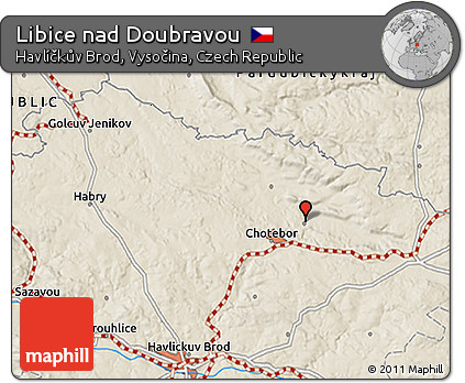 Shaded Relief 3D Map of Libice Nad Doubravou