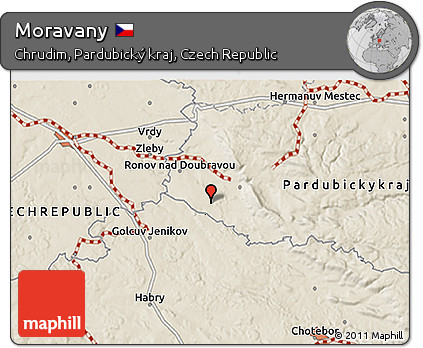 Shaded Relief 3D Map of Moravany