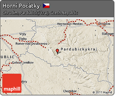 Shaded Relief 3D Map of Horní Počátky