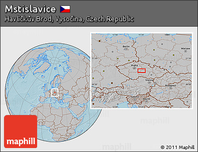 Gray Location Map of Mstislavice, hill shading