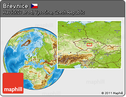 Physical Location Map of Břevnice