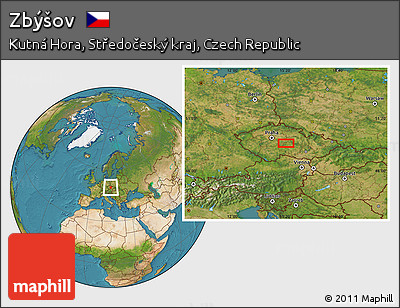 Satellite Location Map of Zbýšov