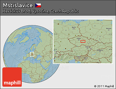 Savanna Style Location Map of Mstislavice, hill shading