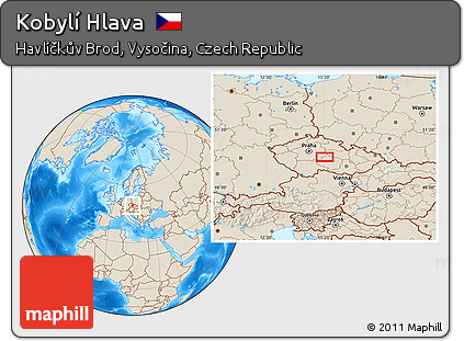 Shaded Relief Location Map of Kobylí Hlava